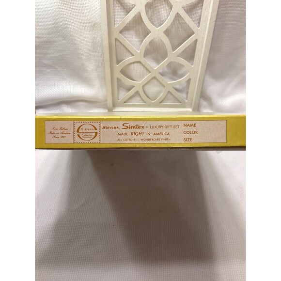 Vintage Simtex by Steven Luxury Gift Set Tablecloth & Napkins Original Box 60s - Picture 13 of 16